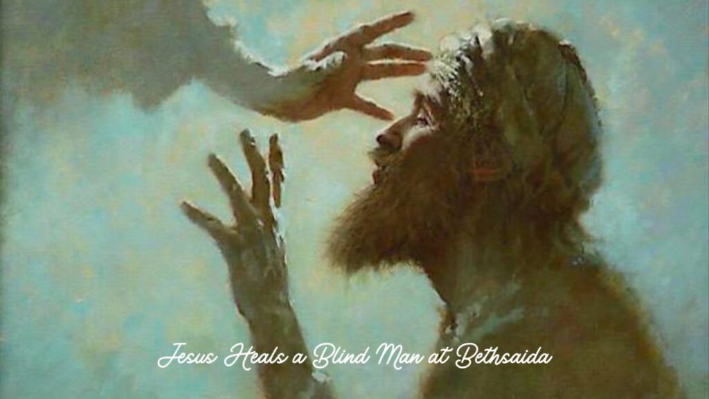 25: Jesus Heals a Blind Man at Bethsaida. The whole story about this miracle of Jesus Christ is written in Mark 8:22-26.