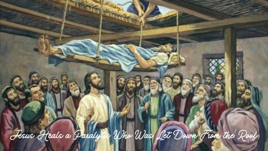 9 miracle of Lord Jesus Christ:
Jesus Heals a Paralytic Who Was Let Down From the Roof. The whole story about this miracle of Jesus Christ is written in Matthew 9:1-8, Mark 2:1-12 and Luke 5:17-26.