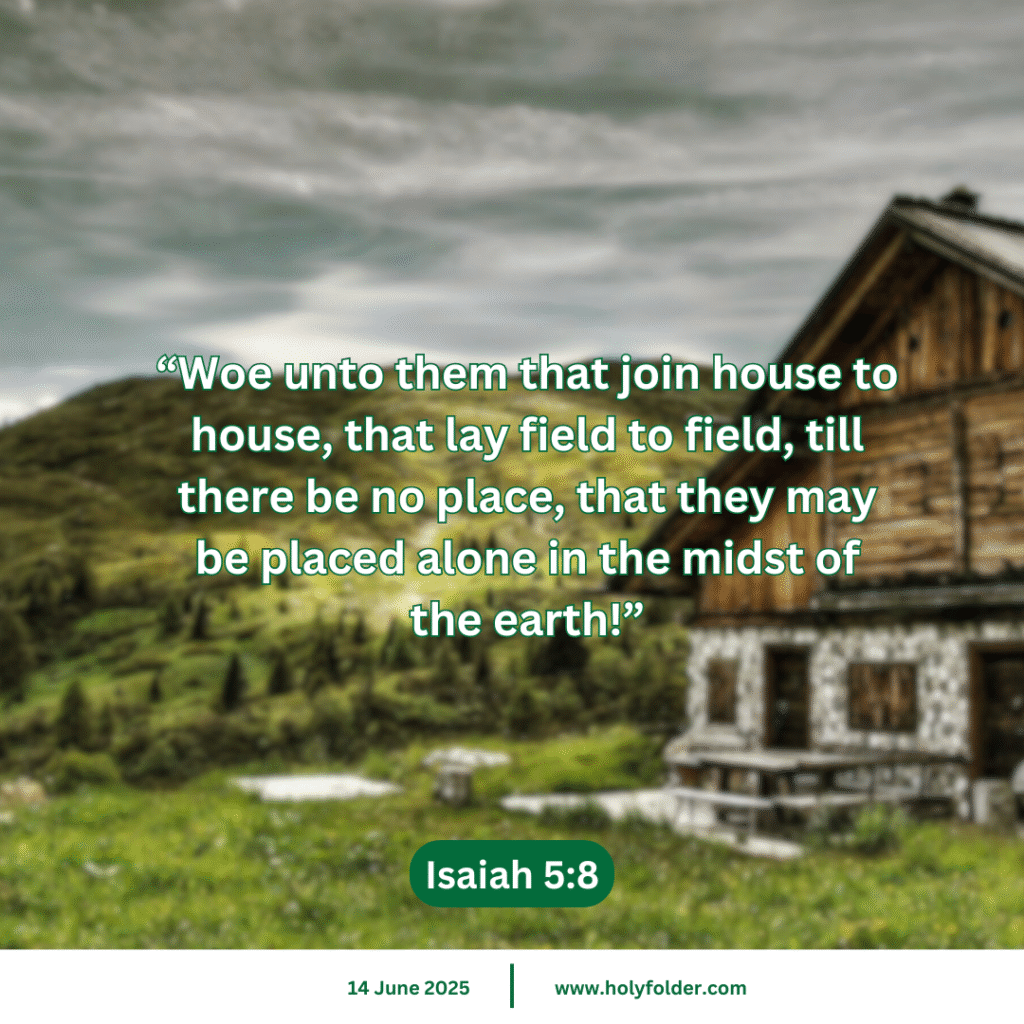 Today's bible verse is taken from Isaiah from holy bible with house in nature background picture