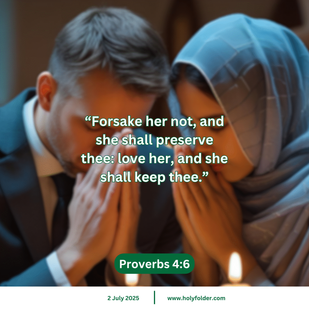 Today’s bible verse | Bible verse of the day | KJV | 2 July 2025 | Proverbs 4:6
“Forsake her not, and she shall preserve thee: love her, and she shall keep thee.”