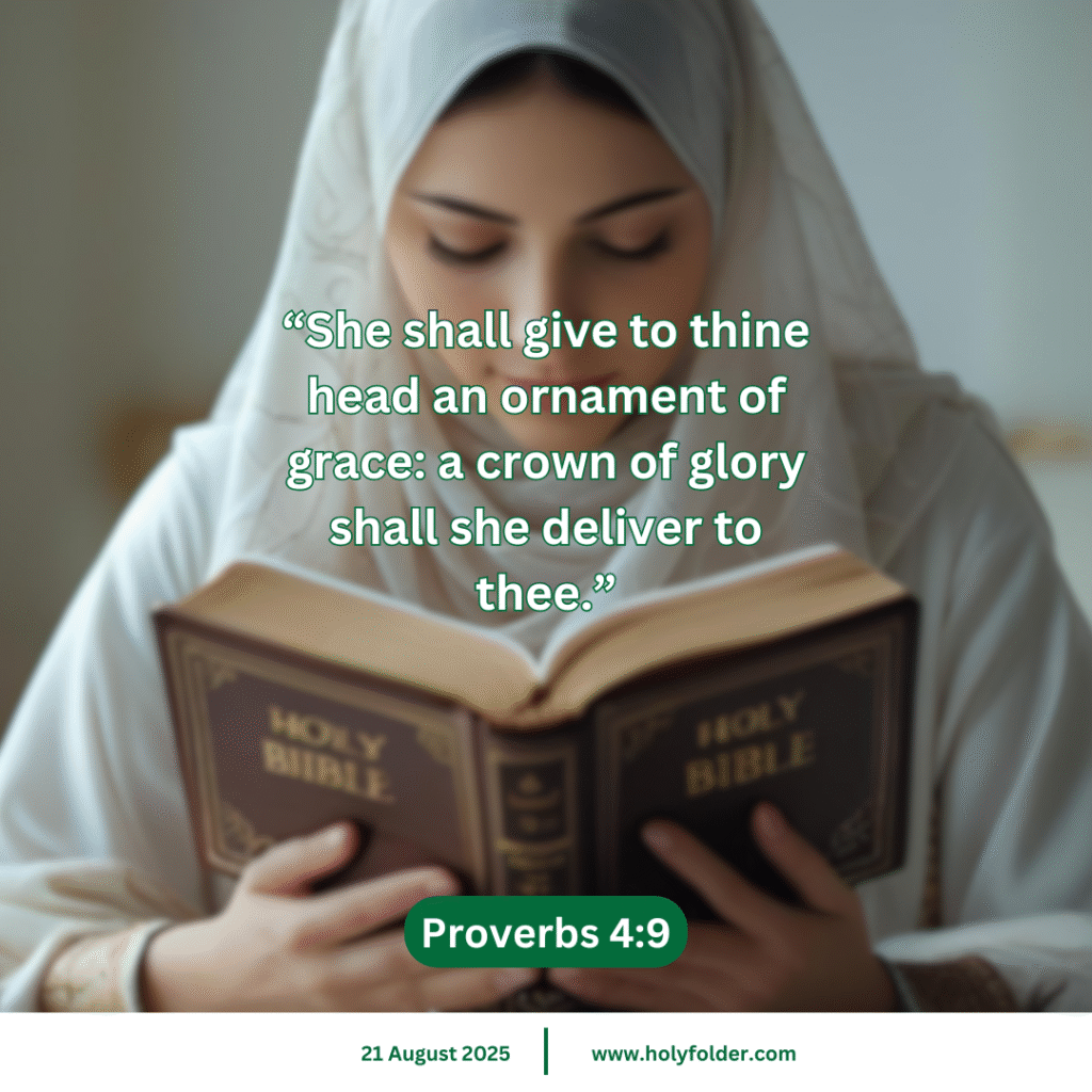 christian girl is reading holy bible and reading bible verse of 21 august.