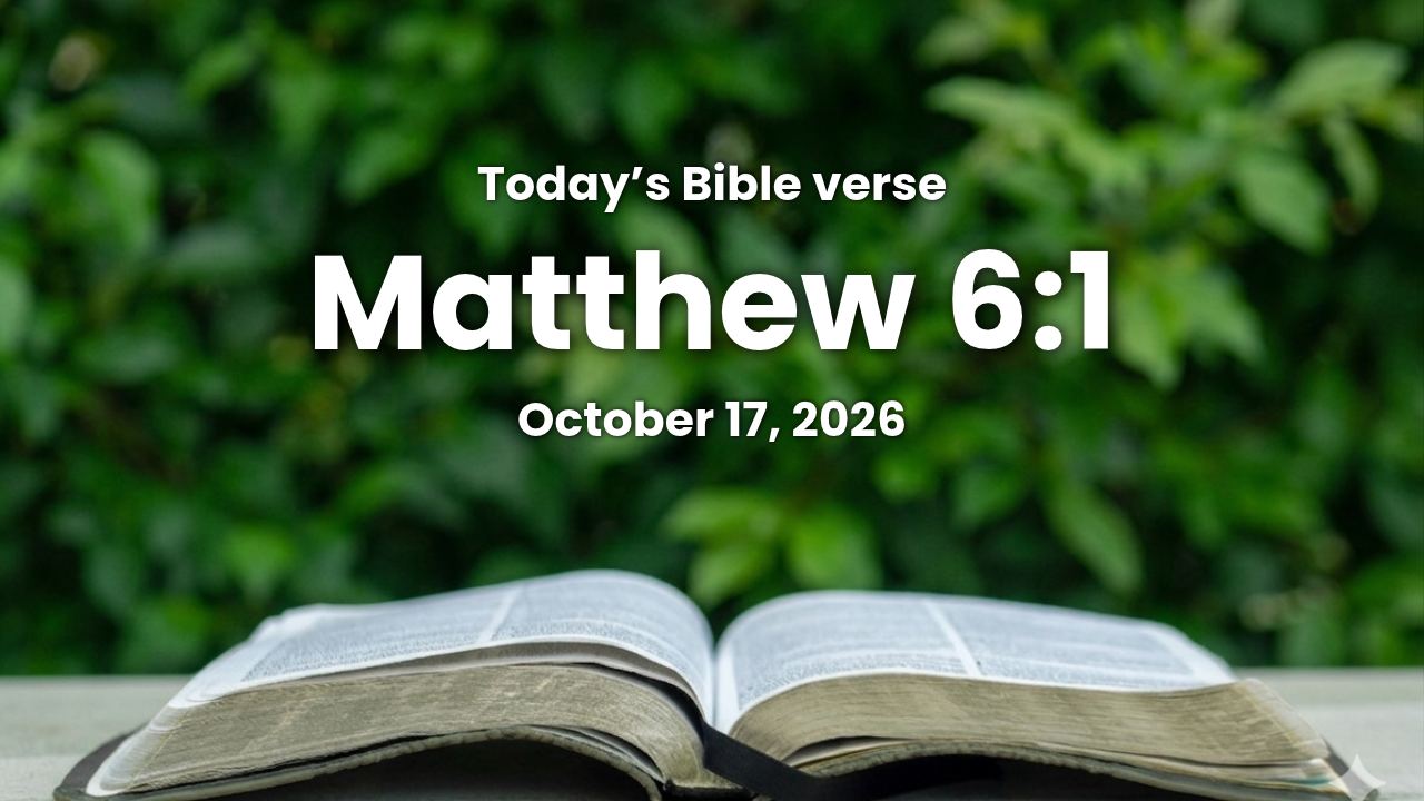 Today’s bible verse | Bible verse of the day | October 17, 2026 | Matthew 6:1 “Take heed that ye do not your alms before men, to be seen* of them: otherwise ye have no reward of your Father which is in heaven.”